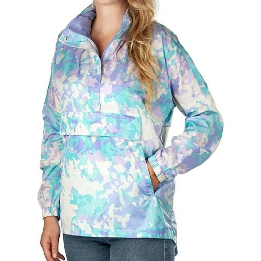 Lauren‎ James Pastel Camo Anorak Windbreaker Jacket Purple Teal XL